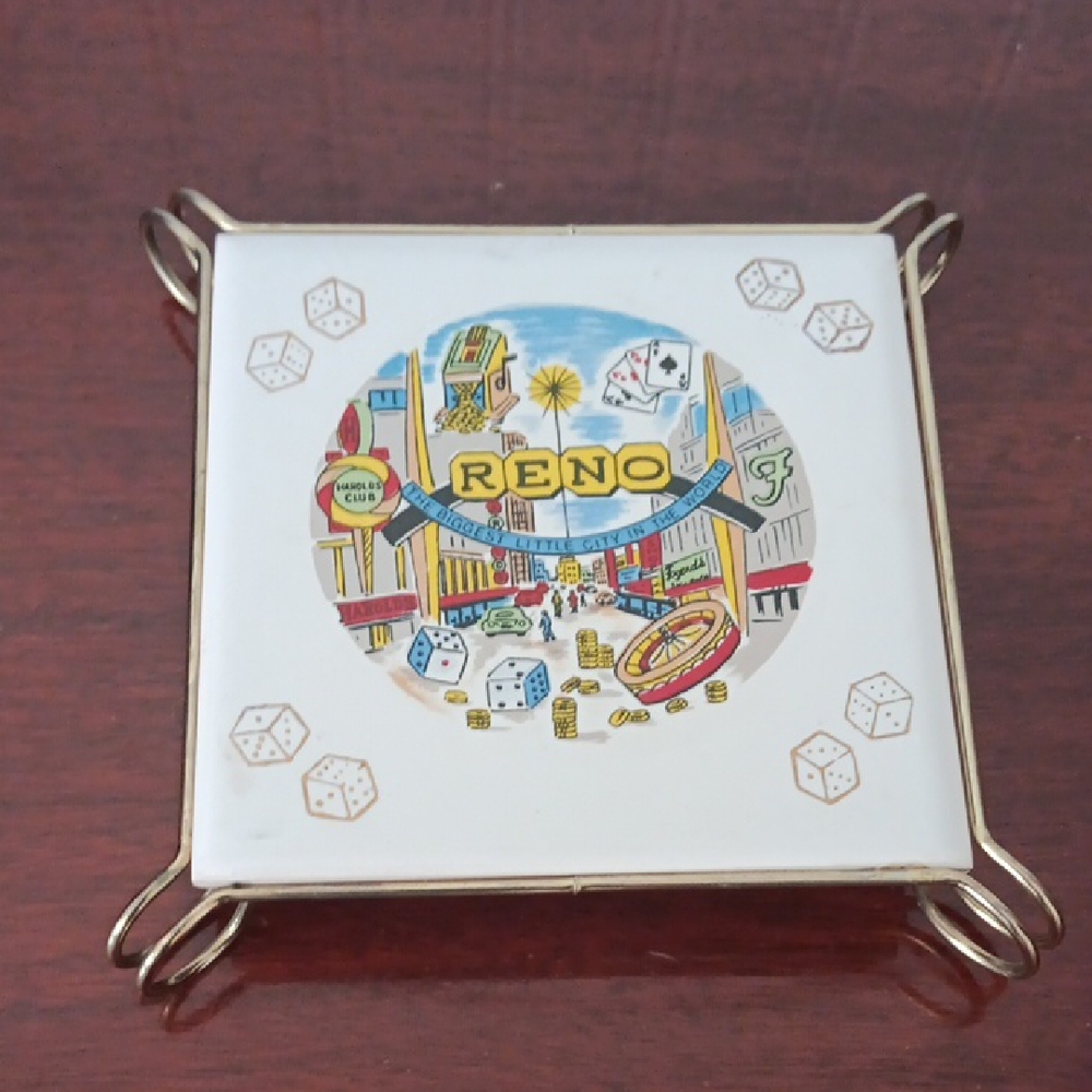 Vintage Reno souvenier tile trivet